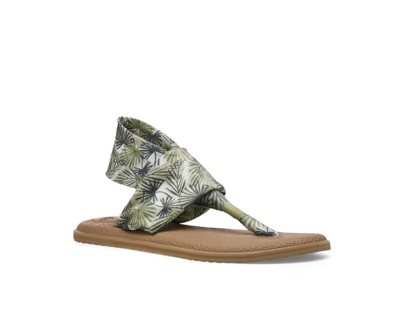 Sanuk Womens Yoga Sling 2 Tropical Vegan Olive Sandals | LOPRTD367